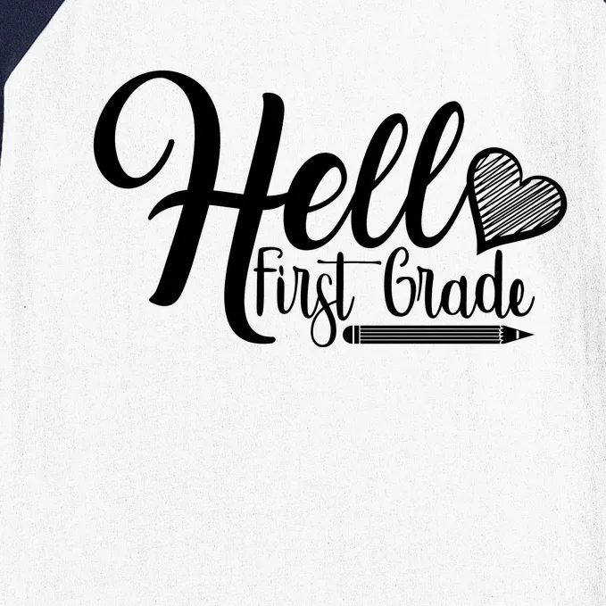 Hello First Grade Pencil Heart Baseball Sleeve Shirt