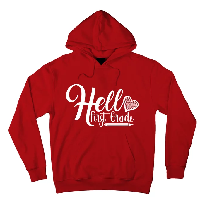 Hello First Grade Pencil Heart Hoodie