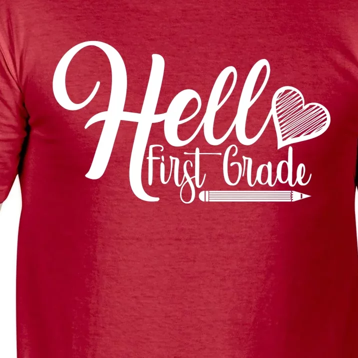 Hello First Grade Pencil Heart Comfort Colors T-Shirt