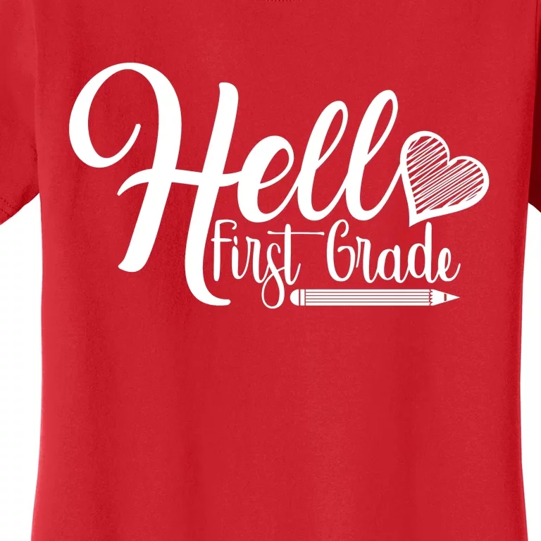 Hello First Grade Pencil Heart Women's T-Shirt