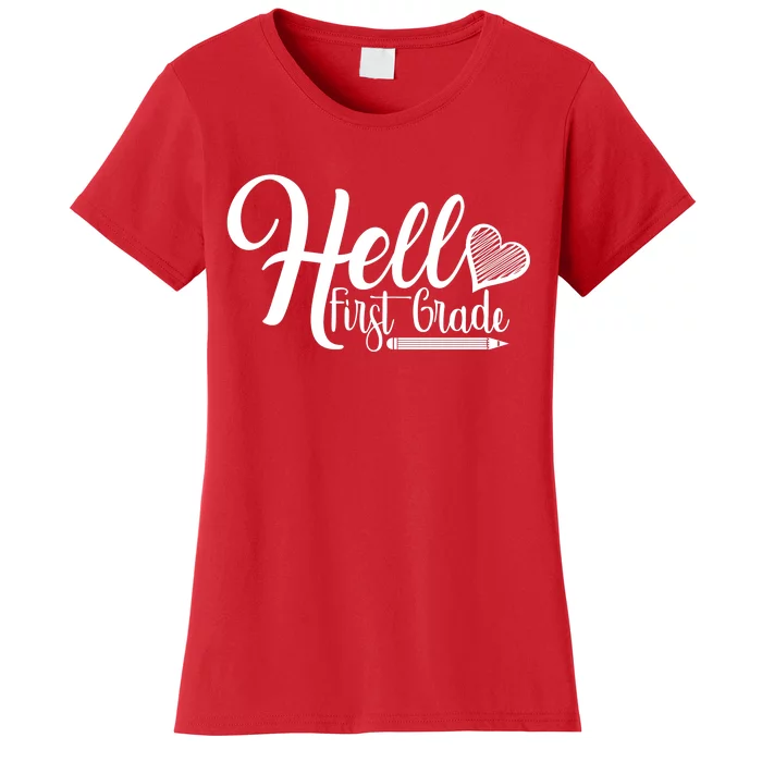 Hello First Grade Pencil Heart Women's T-Shirt