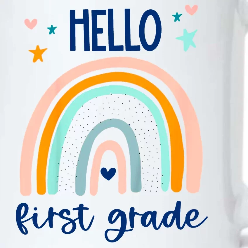 Hello First Grade Retro Rainbow Black Color Changing Mug