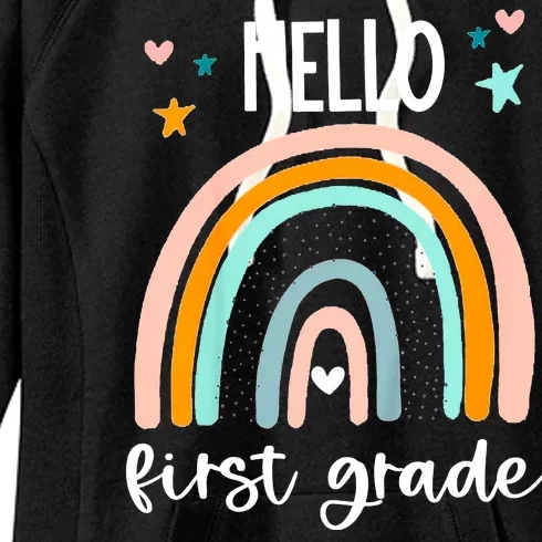 Hello First Grade Retro Rainbow Women's Fleece Hoodie