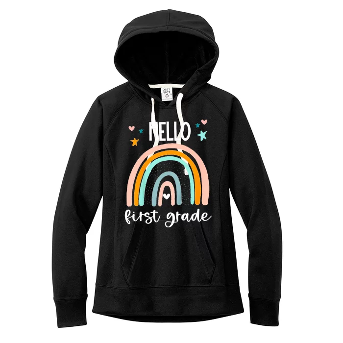 Hello First Grade Retro Rainbow Women's Fleece Hoodie