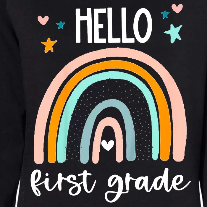 Hello First Grade Retro Rainbow Womens California Wash Sweatshirt