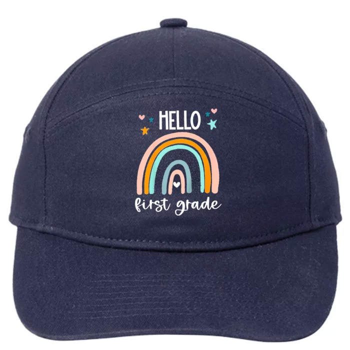 Hello First Grade Retro Rainbow 7-Panel Snapback Hat