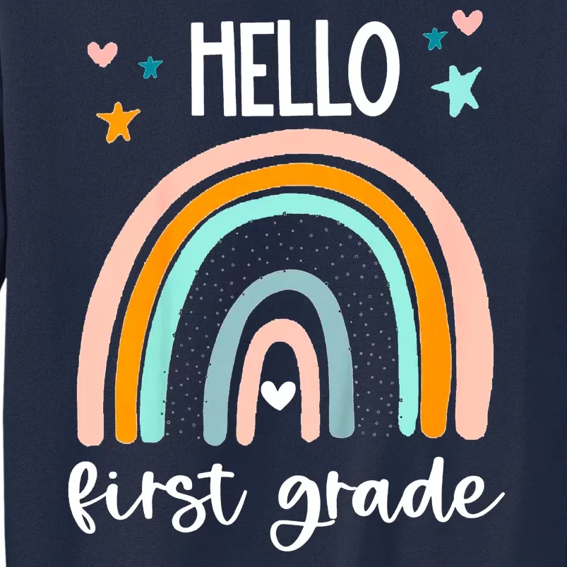 Hello First Grade Retro Rainbow Tall Sweatshirt