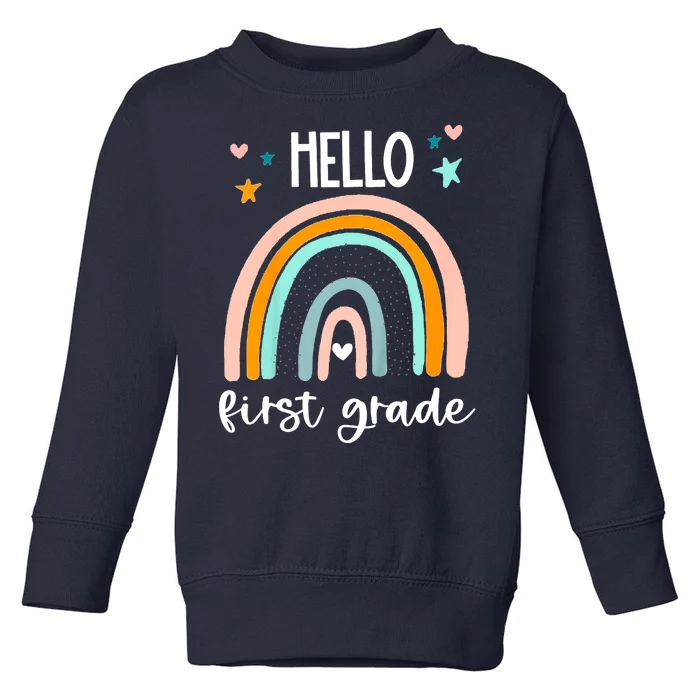 Hello First Grade Retro Rainbow Toddler Sweatshirt