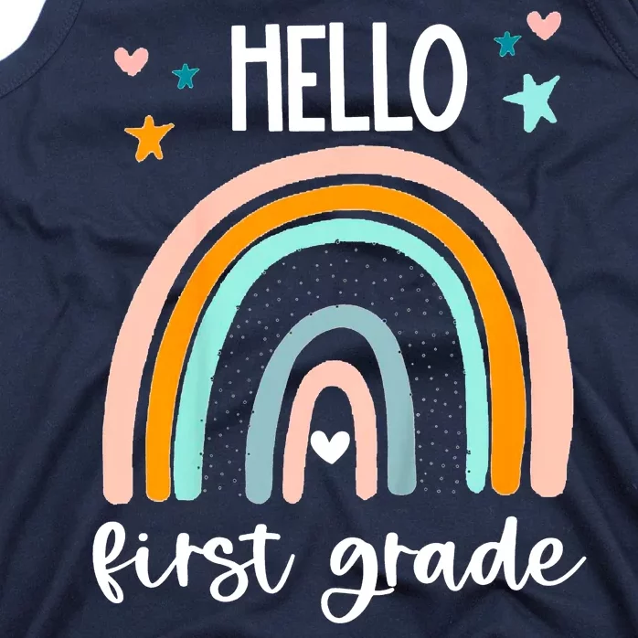 Hello First Grade Retro Rainbow Tank Top