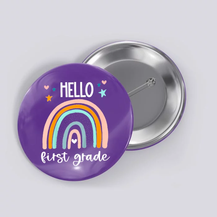 Hello First Grade Retro Rainbow Button