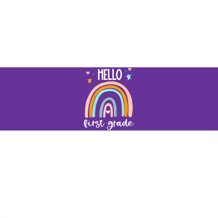 Hello First Grade Retro Rainbow Bumper Sticker