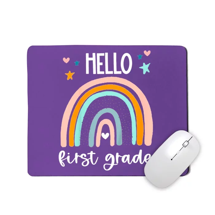 Hello First Grade Retro Rainbow Mousepad