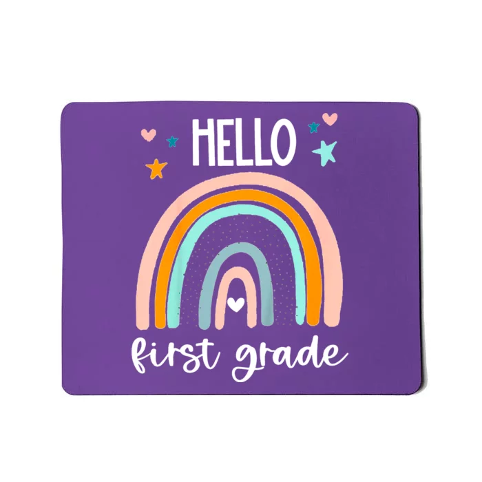 Hello First Grade Retro Rainbow Mousepad