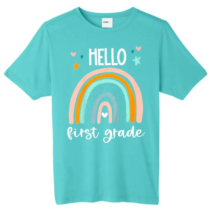 Hello First Grade Retro Rainbow ChromaSoft Performance T-Shirt