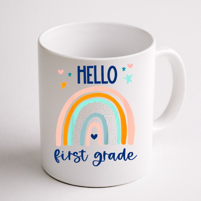 Hello First Grade Retro Rainbow Front & Back Coffee Mug