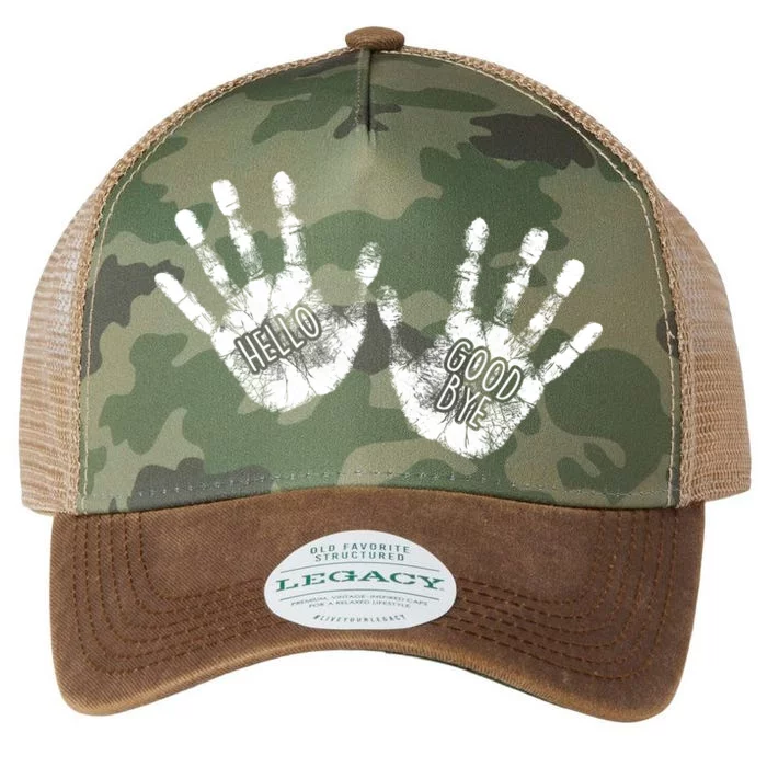 Hello Good Bye Paint Hand Prints Legacy Tie Dye Trucker Hat