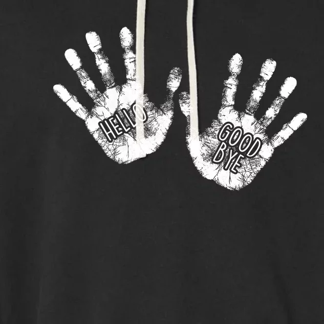 Hello Good Bye Paint Hand Prints Garment-Dyed Fleece Hoodie