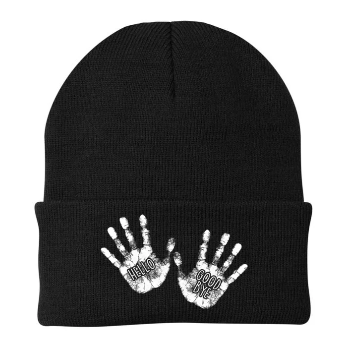 Hello Good Bye Paint Hand Prints Knit Cap Winter Beanie