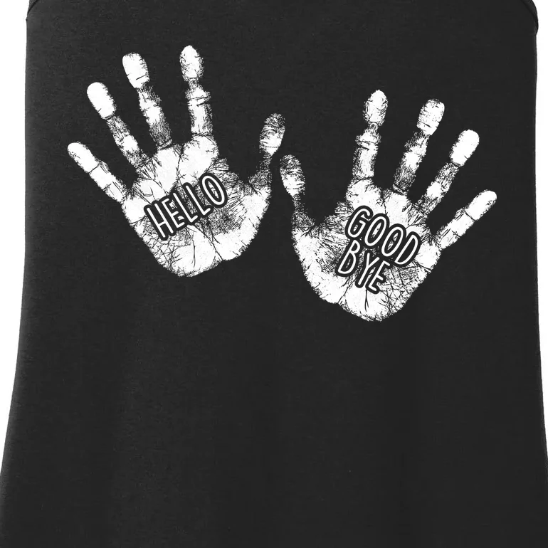 Hello Good Bye Paint Hand Prints Ladies Essential Tank