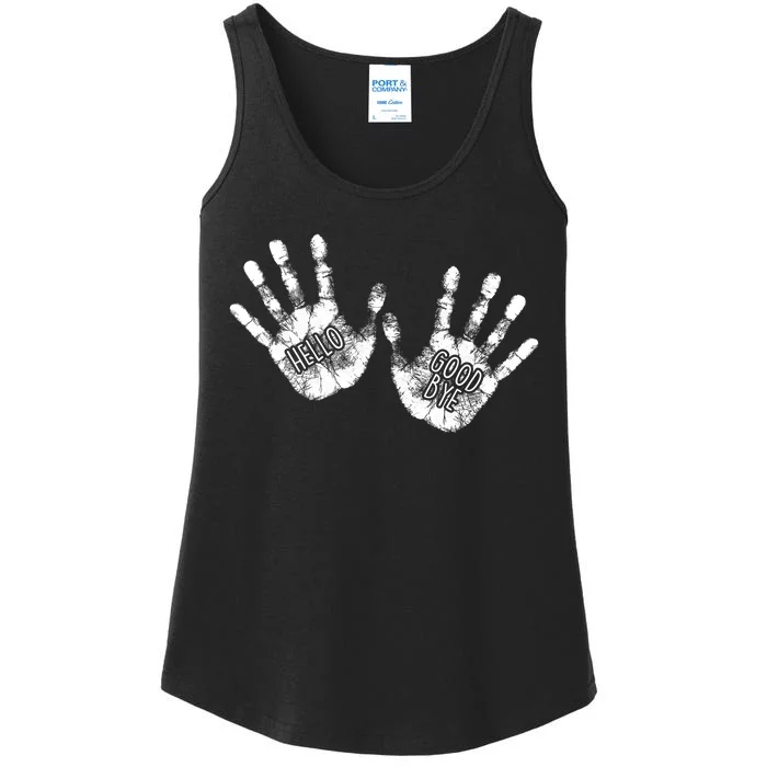 Hello Good Bye Paint Hand Prints Ladies Essential Tank