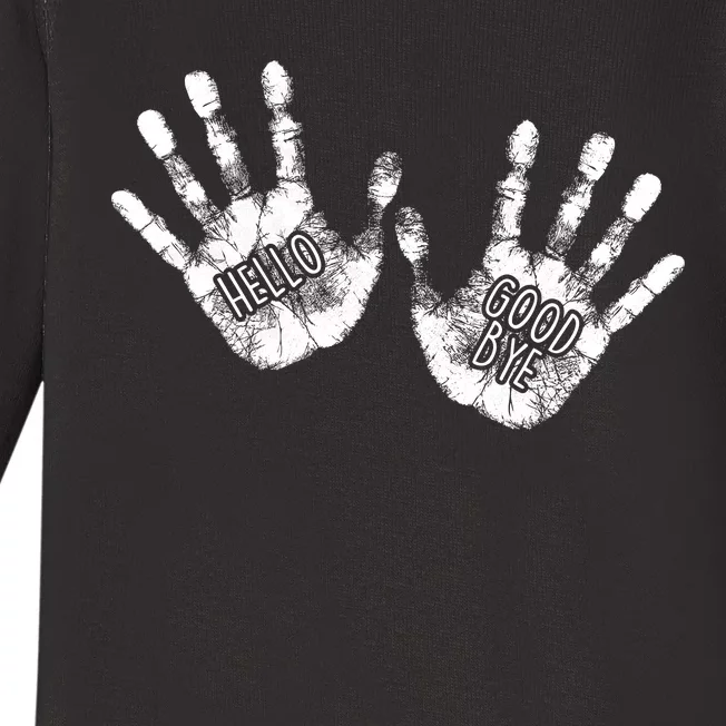 Hello Good Bye Paint Hand Prints Baby Long Sleeve Bodysuit