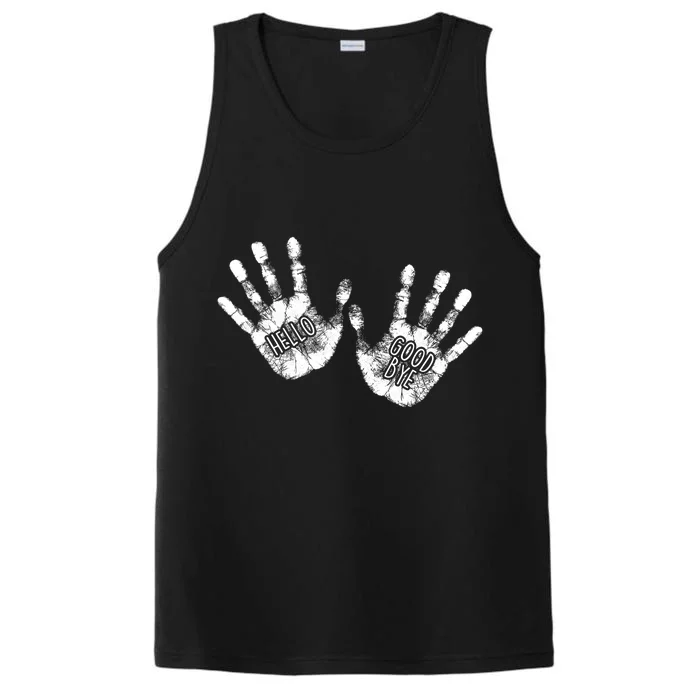 Hello Good Bye Paint Hand Prints Performance Tank