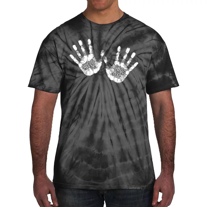 Hello Good Bye Paint Hand Prints Tie-Dye T-Shirt