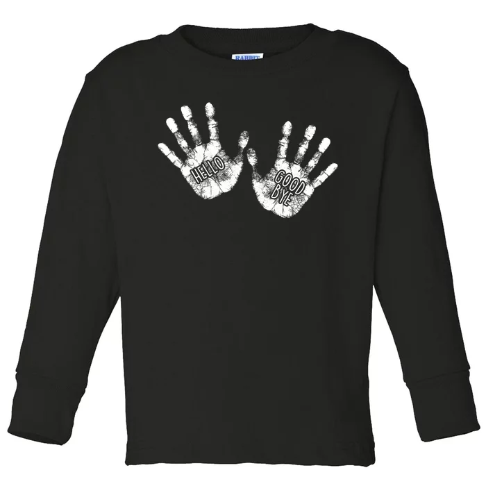 Hello Good Bye Paint Hand Prints Toddler Long Sleeve Shirt