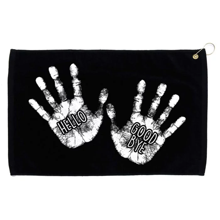 Hello Good Bye Paint Hand Prints Grommeted Golf Towel