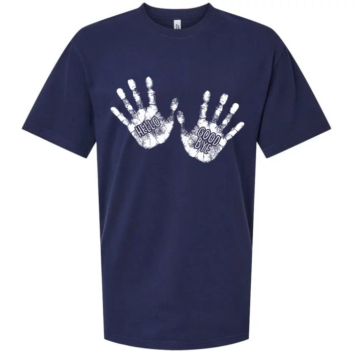 Hello Good Bye Paint Hand Prints Sueded Cloud Jersey T-Shirt