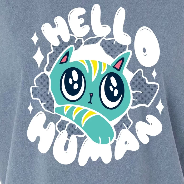 Hello Human Cat Garment-Dyed Women's Muscle Tee