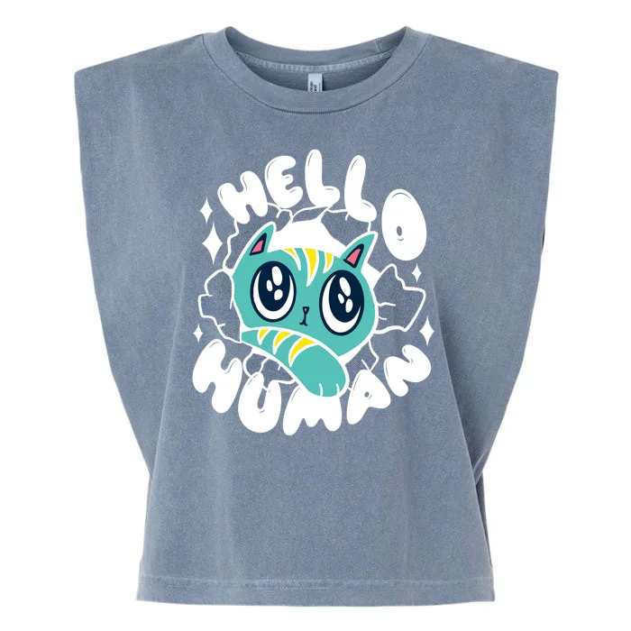 Hello Human Cat Garment-Dyed Women's Muscle Tee