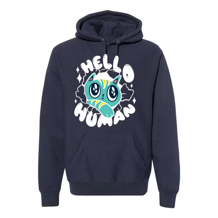 Hello Human Cat Premium Hoodie