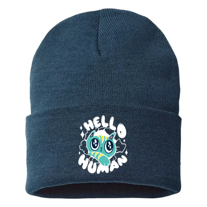 Hello Human Cat Sustainable Knit Beanie