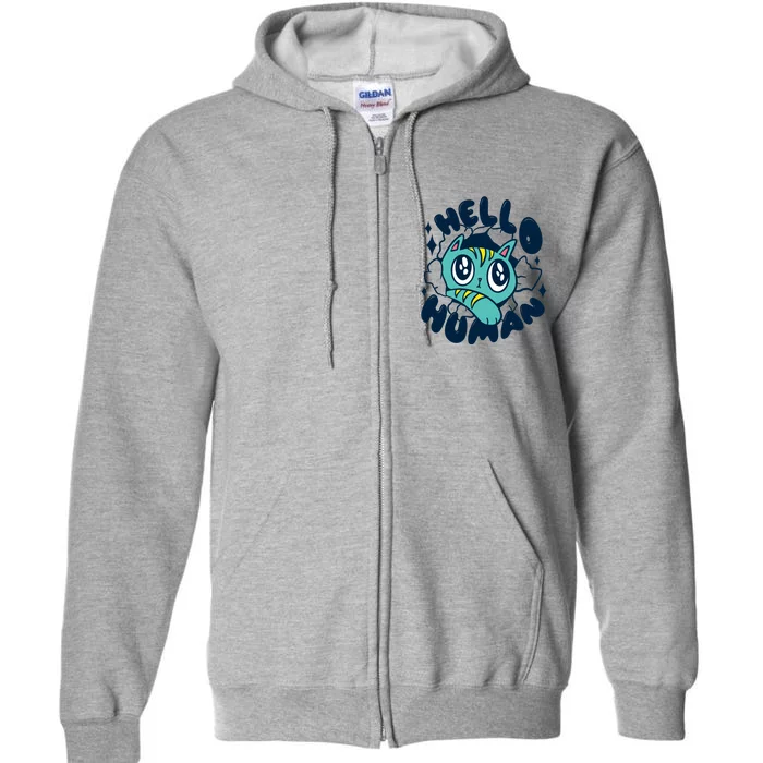 Hello Human Cat Full Zip Hoodie