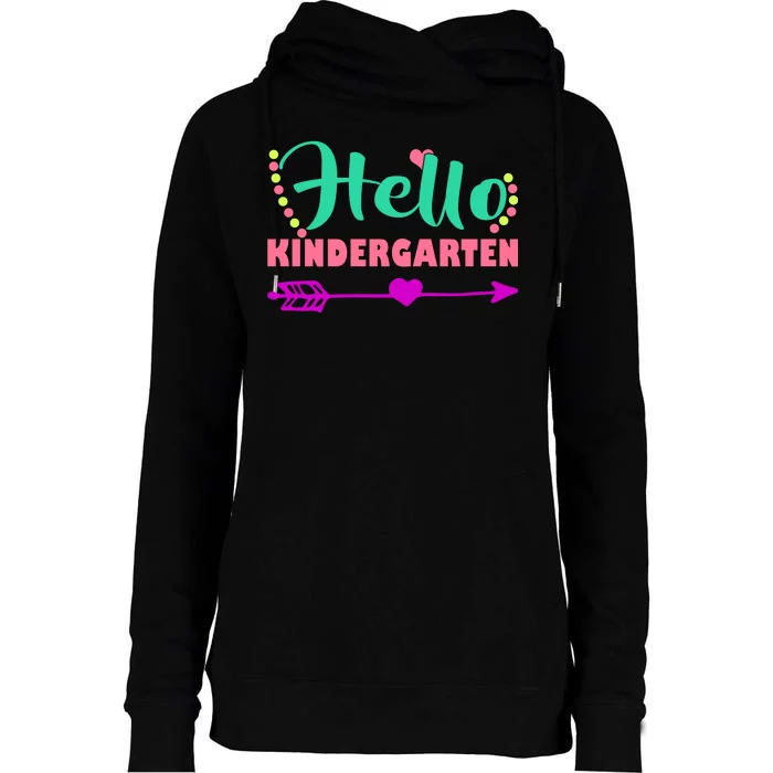 Hello Kindergarten Arrow Womens Funnel Neck Pullover Hood