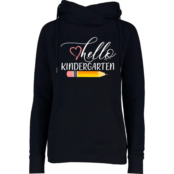 Hello Kindergarten Cute Pencil Womens Funnel Neck Pullover Hood