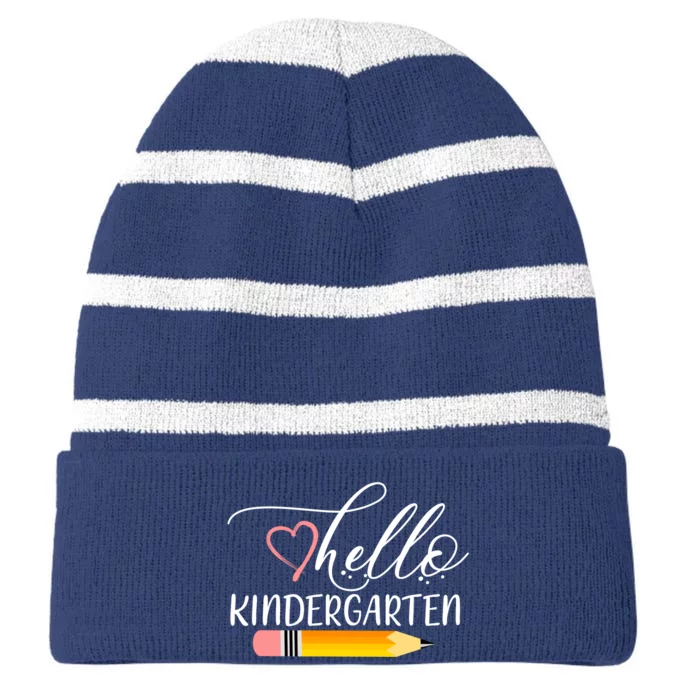 Hello Kindergarten Cute Pencil Striped Beanie with Solid Band