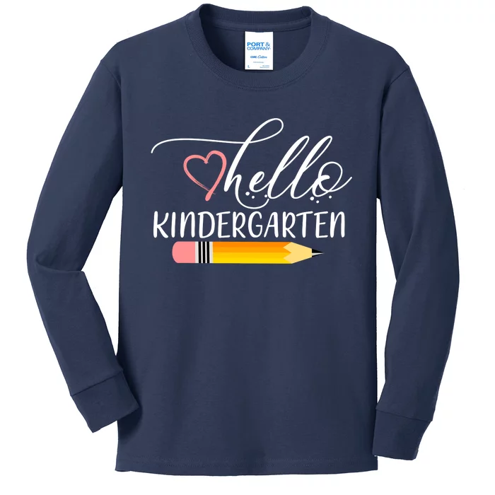 Hello Kindergarten Cute Pencil Kids Long Sleeve Shirt