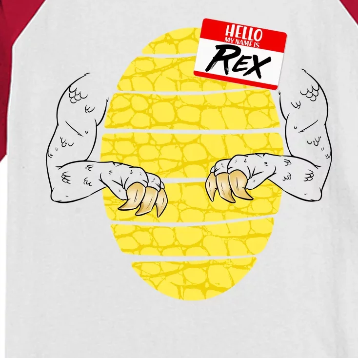 Hello My Name is Rex T-Rex Halloween Kids Colorblock Raglan Jersey