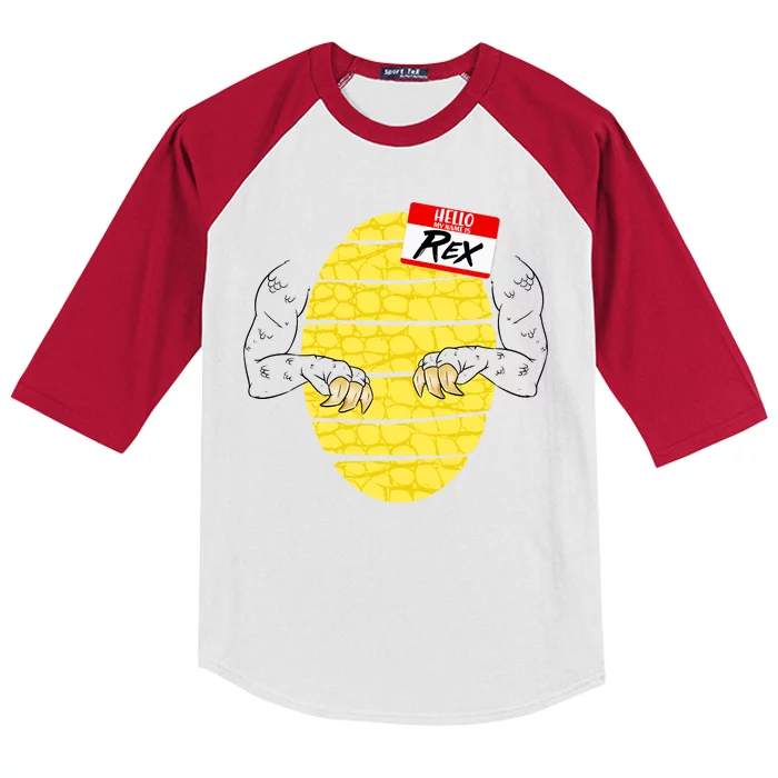 Hello My Name is Rex T-Rex Halloween Kids Colorblock Raglan Jersey