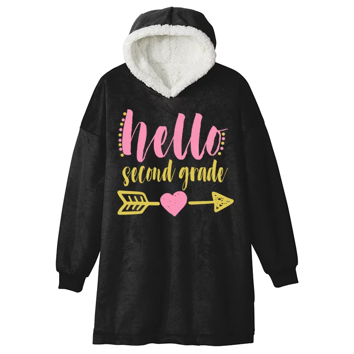 Hello Second Grade Cute Elementary School Hooded Wearable Blanket