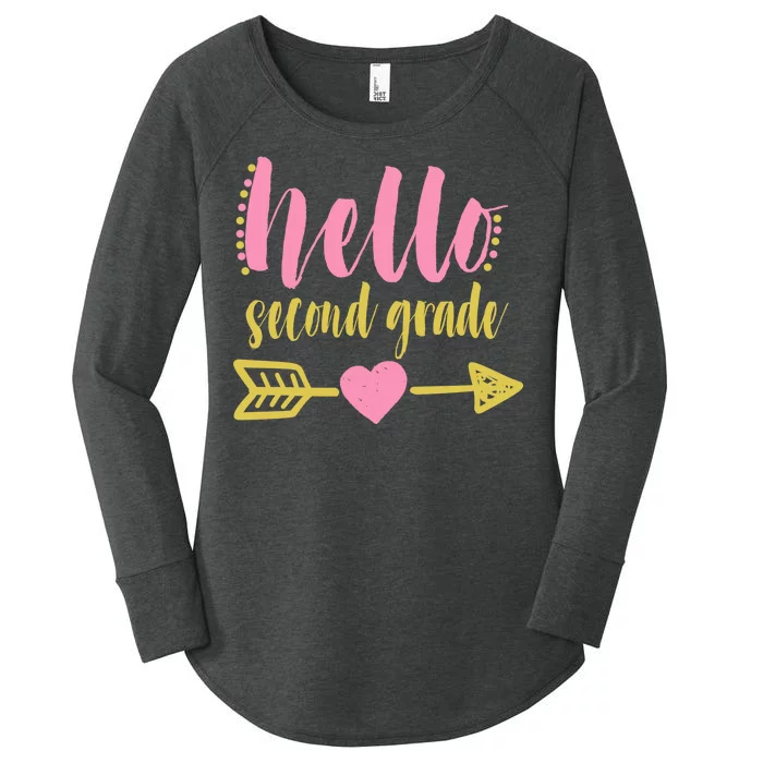 Hello Second Grade Cute Elementary School Women's Perfect Tri Tunic Long Sleeve Shirt