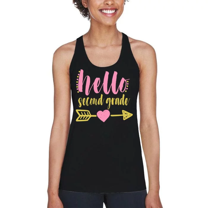 Hello Second Grade Cute Elementary School Women's Racerback Tank