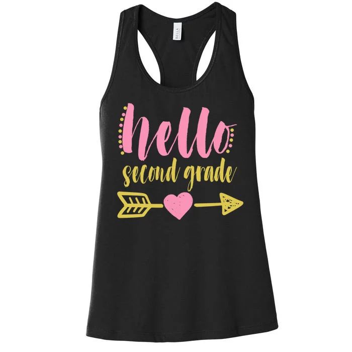 Hello Second Grade Cute Elementary School Women's Racerback Tank