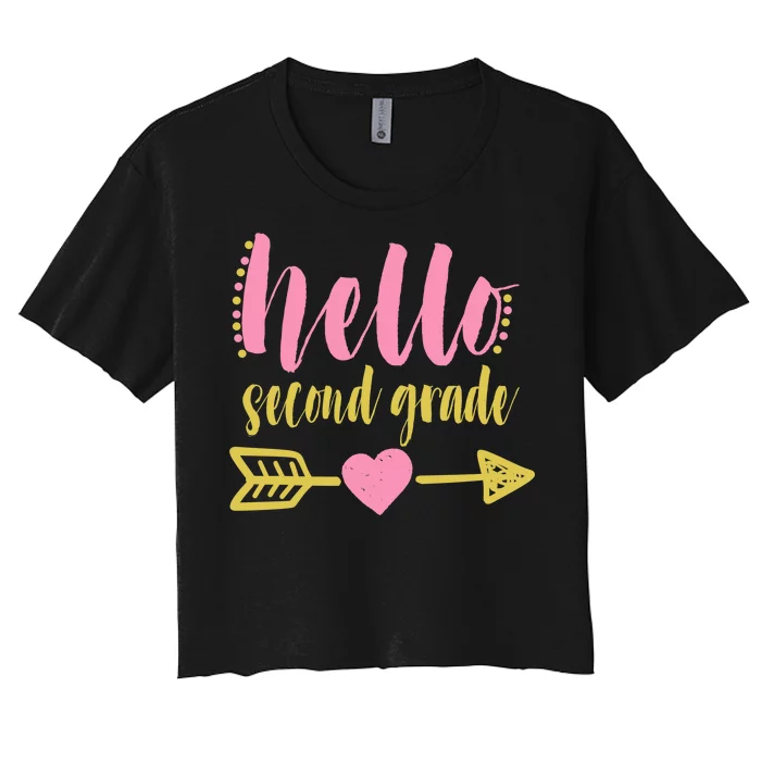 Hello Second Grade Cute Elementary School Women's Crop Top Tee