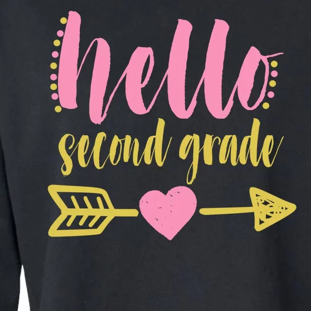 Hello Second Grade Cute Elementary School Cropped Pullover Crew