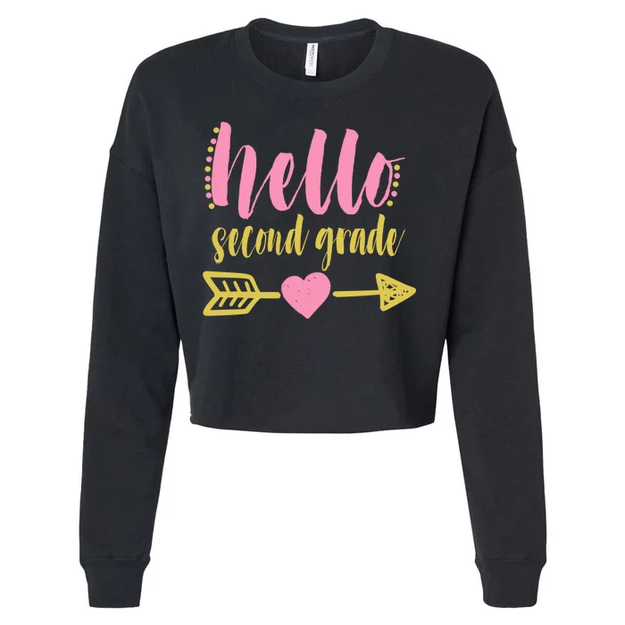 Hello Second Grade Cute Elementary School Cropped Pullover Crew