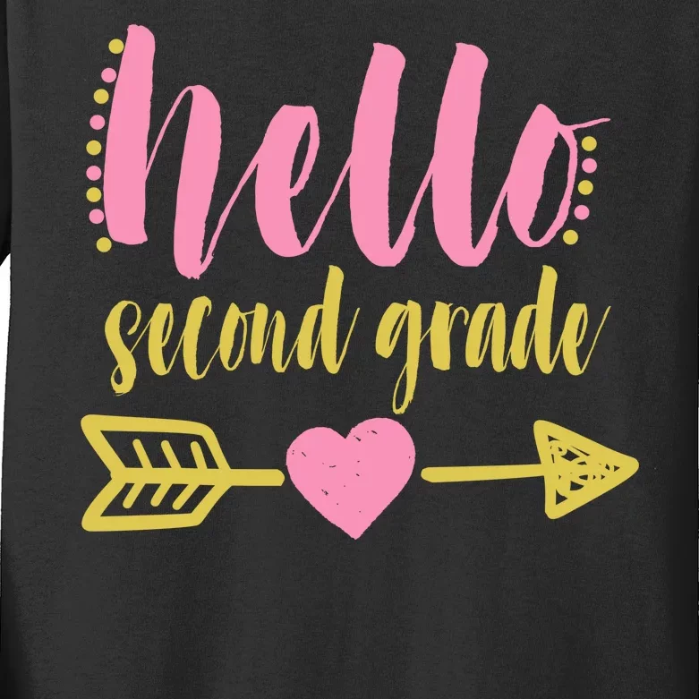 Hello Second Grade Cute Elementary School Kids Long Sleeve Shirt