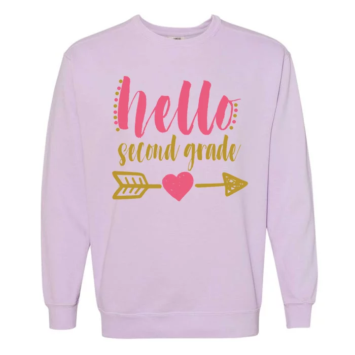 Hello Second Grade Cute Elementary School Garment-Dyed Sweatshirt